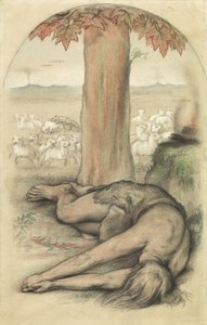 Joutilaisuuden allegoria (kynä ja liitu paperille) tekijältä Frederic James Shields